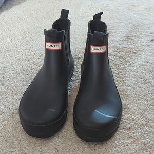 Hunter Chelsea Rubber Rain Boots Black